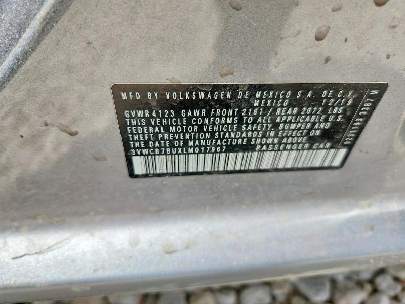 2020 Volkswagen Jetta მანქანა იყიდება აუქციონზე, vin: 3VWCB7BUXLM017967, აუქციონის ნომერი: 57702076