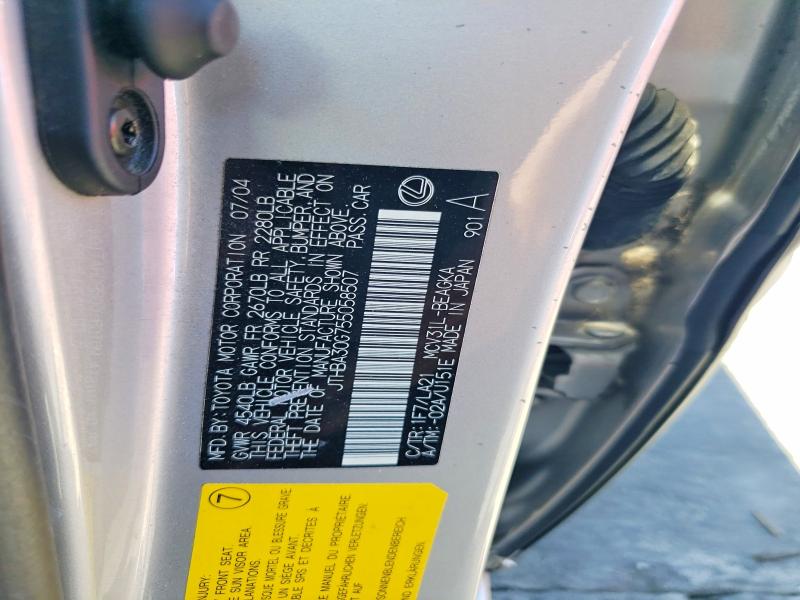 Aukcja sprzedaży 2005 Lexus Es, vin: JTHBA30G755058507, numer aukcji: 85988085