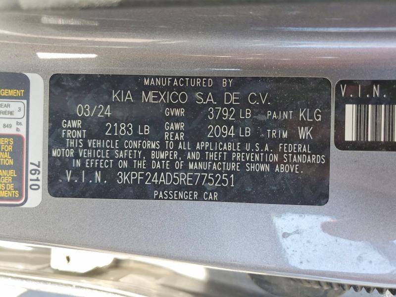 Продажа на аукционе авто 2024 Kia Forte, vin: 3KPF24AD5RE775251, номер лота: 55774046