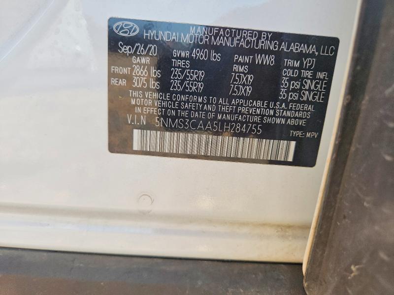 Aukcja sprzedaży 2020 Hyundai Santa Fe, vin: 5NMS3CAA5LH284755, numer aukcji: 59066946