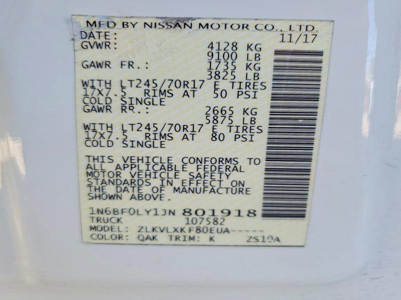 Auction sale of the 2018 Nissan Nv, vin: 1N6BF0LY1JN801918, lot number: 58060406