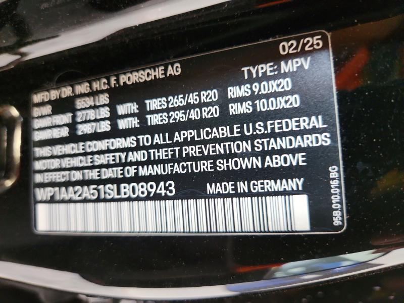 2025 Porsche Macan მანქანა იყიდება აუქციონზე, vin: WP1AA2A51SLB08943, აუქციონის ნომერი: 59601826