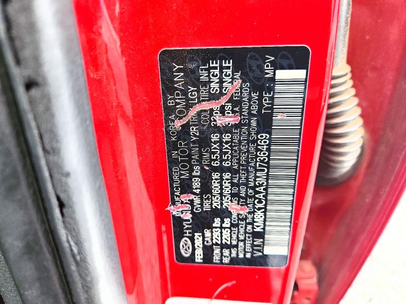 56341986 :رقم المزاد ، KM8K1CAA3MU736469 vin ، 2021 Hyundai Kona مزاد بيع