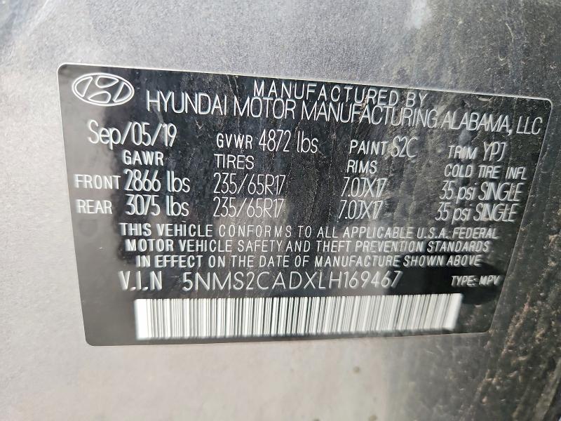 Продаж на аукціоні авто 2020 Hyundai Santa Fe, vin: 5NMS2CADXLH169467, номер лоту: 57303096