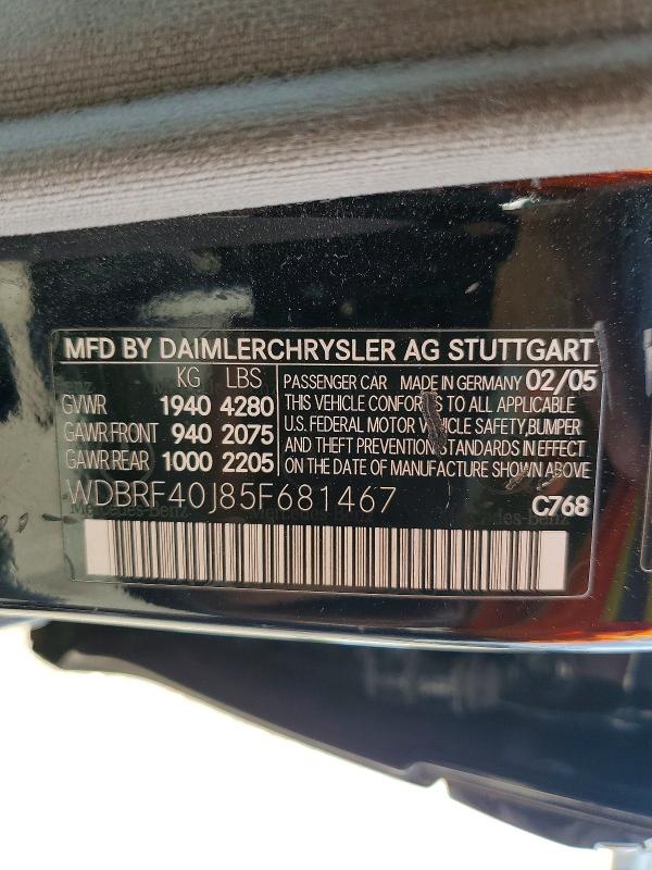 Продаж на аукціоні авто 2005 Mercedes-benz C, vin: WDBRF40J85F681467, номер лоту: 57890886