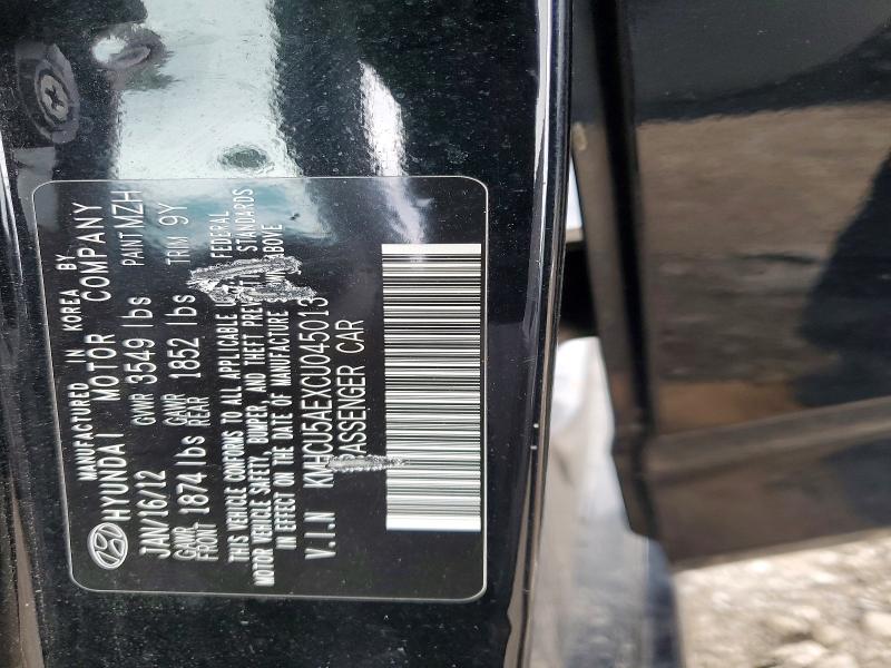 2012 Hyundai Accent მანქანა იყიდება აუქციონზე, vin: KMHCU5AEXCU045013, აუქციონის ნომერი: 57069236