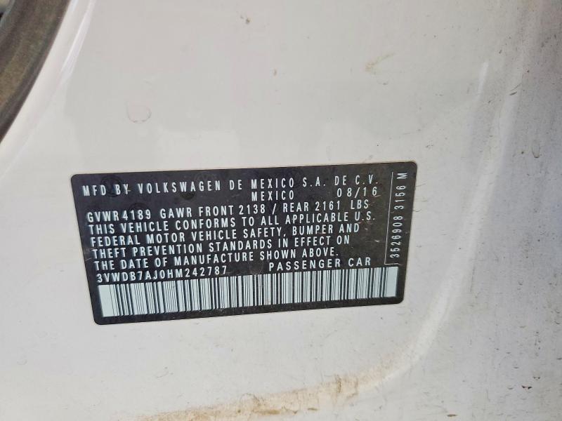 Aukcja sprzedaży 2017 Volkswagen Jetta, vin: 3VWDB7AJ0HM242787, numer aukcji: 58454126