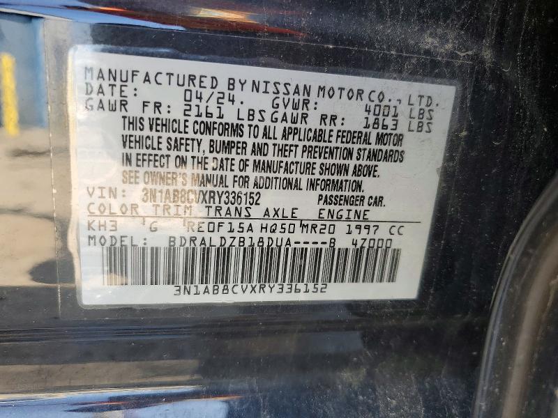 2024 Nissan Sentra მანქანა იყიდება აუქციონზე, vin: 3N1AB8CVXRY336152, აუქციონის ნომერი: 59158136