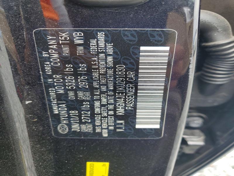 56302296 :رقم المزاد ، KMHGN4JE1KU291830 vin ، 2019 Genesis G80 مزاد بيع