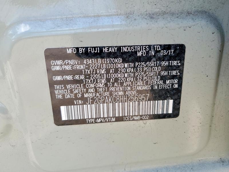 Продажа на аукционе авто 2017 Subaru Crosstrek, vin: JF2GPAKC8HH256957, номер лота: 55965636