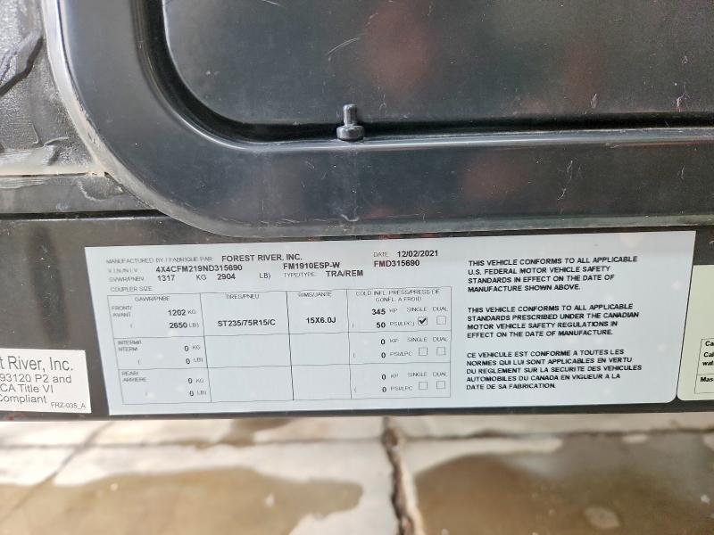 Продаж на аукціоні авто 2022 Forest River Rockwood, vin: 4X4CFM219ND315690, номер лоту: 57941676