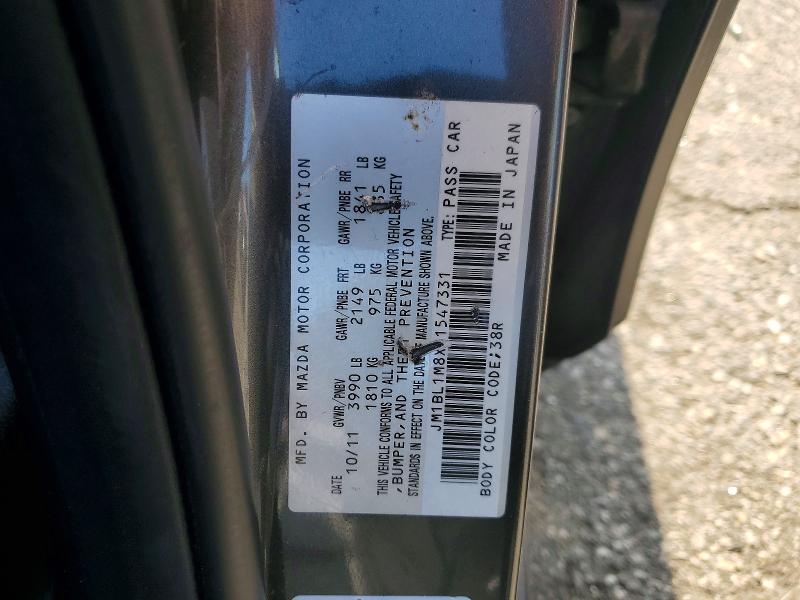 55470956 :رقم المزاد ، JM1BL1M8XC1547331 vin ، 2012 Mazda 3 مزاد بيع
