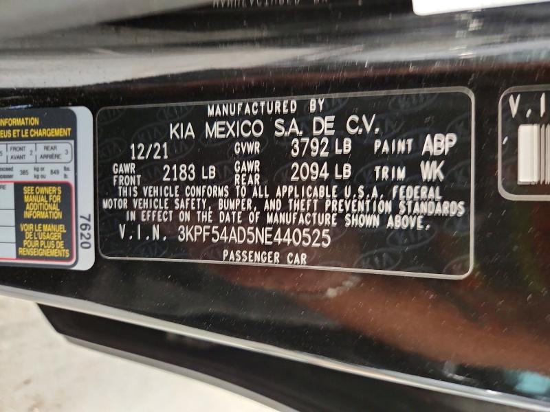 55647586 :رقم المزاد ، 3KPF54AD5NE440525 vin ، 2022 Kia Forte مزاد بيع