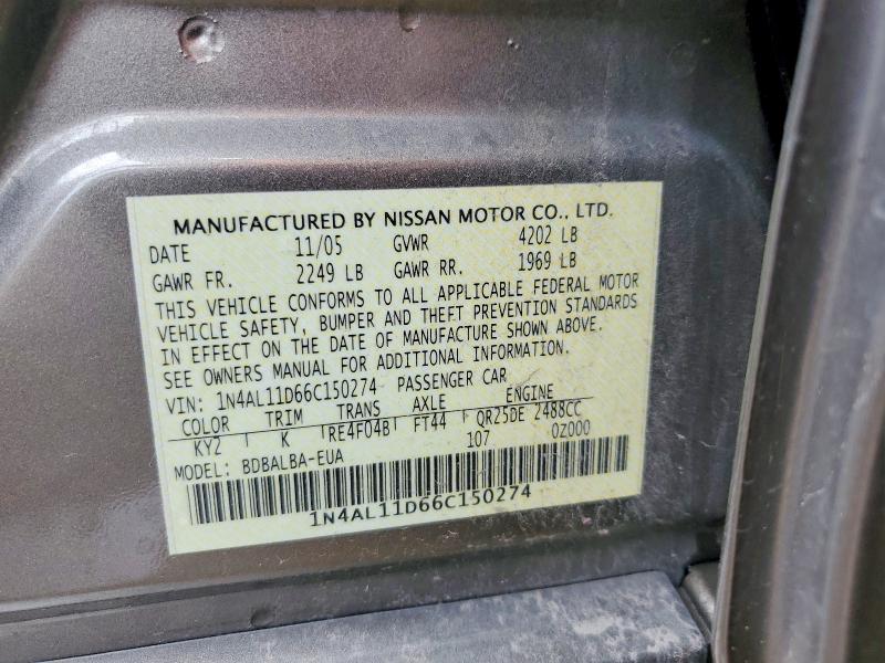 57725396 :رقم المزاد ، 1N4AL11D66C150274 vin ، 2006 Nissan Altima مزاد بيع