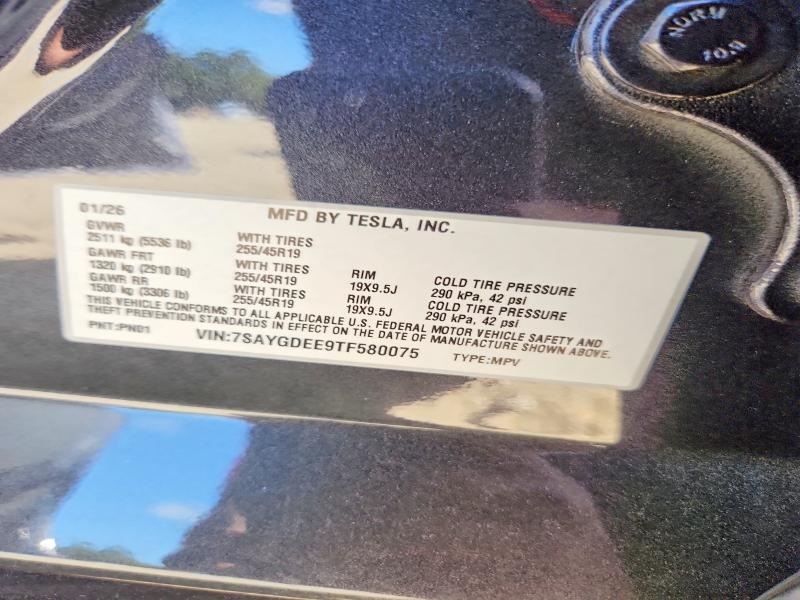 2026 Tesla Model Y მანქანა იყიდება აუქციონზე, vin: 7SAYGDEE9TF580075, აუქციონის ნომერი: 56489776