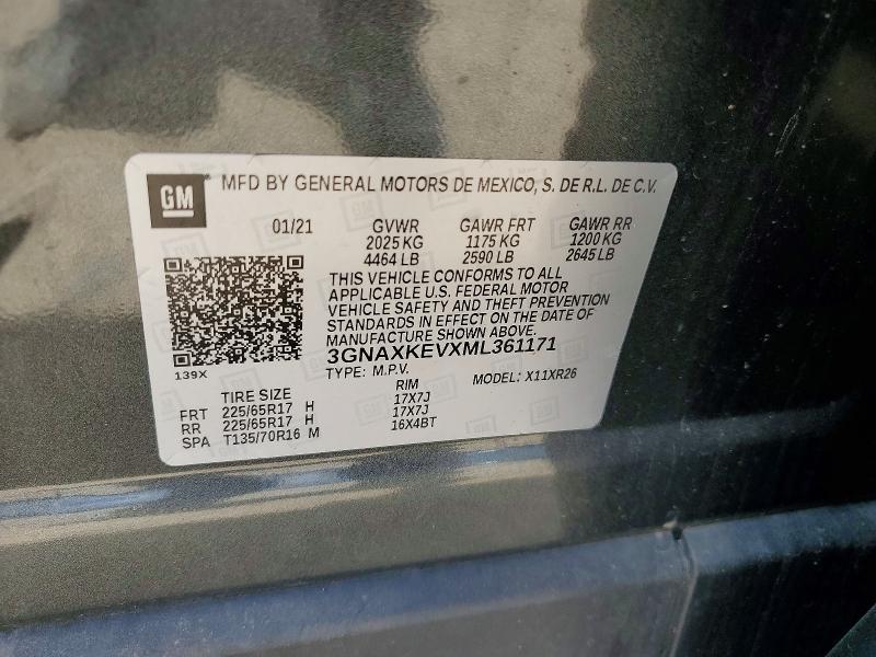 Продажа на аукционе авто 2021 Chevrolet Equinox, vin: 3GNAXKEVXML361171, номер лота: 55764246