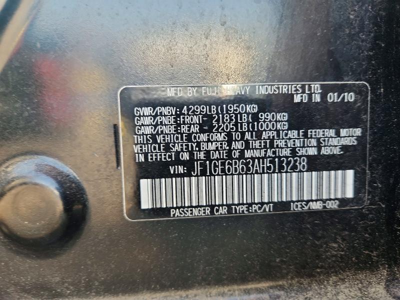 2010 Subaru Impreza მანქანა იყიდება აუქციონზე, vin: JF1GE6B63AH513238, აუქციონის ნომერი: 51964246