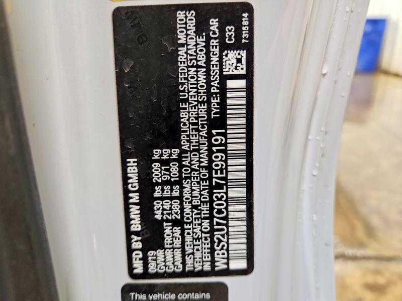Aukcja sprzedaży 2020 Bmw M2, vin: WBS2U7C03L7E99191, numer aukcji: 57649436