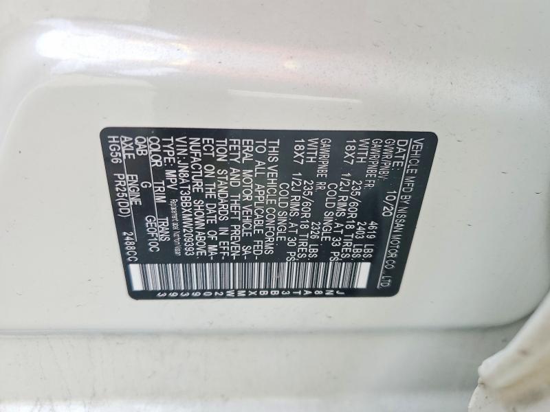 56057936 :رقم المزاد ، JN8AT3BBXMW209393 vin ، 2021 Nissan Rogue مزاد بيع