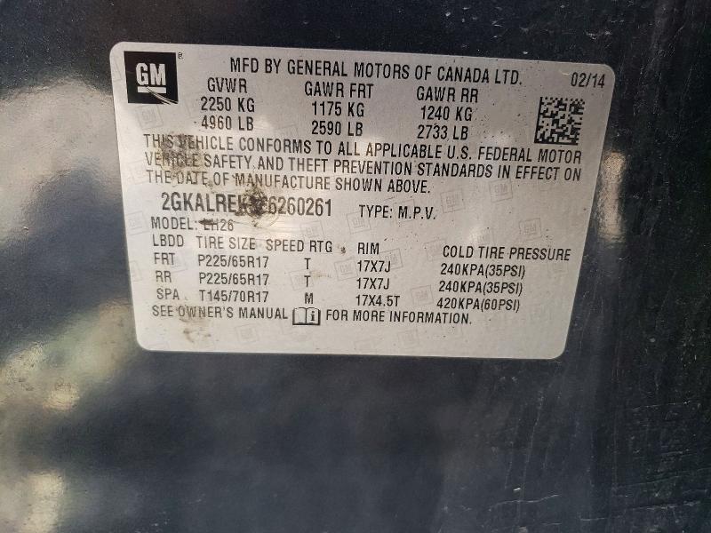 Aukcja sprzedaży 2014 Gmc Terrain, vin: 2GKALREK3E6260261, numer aukcji: 55175526