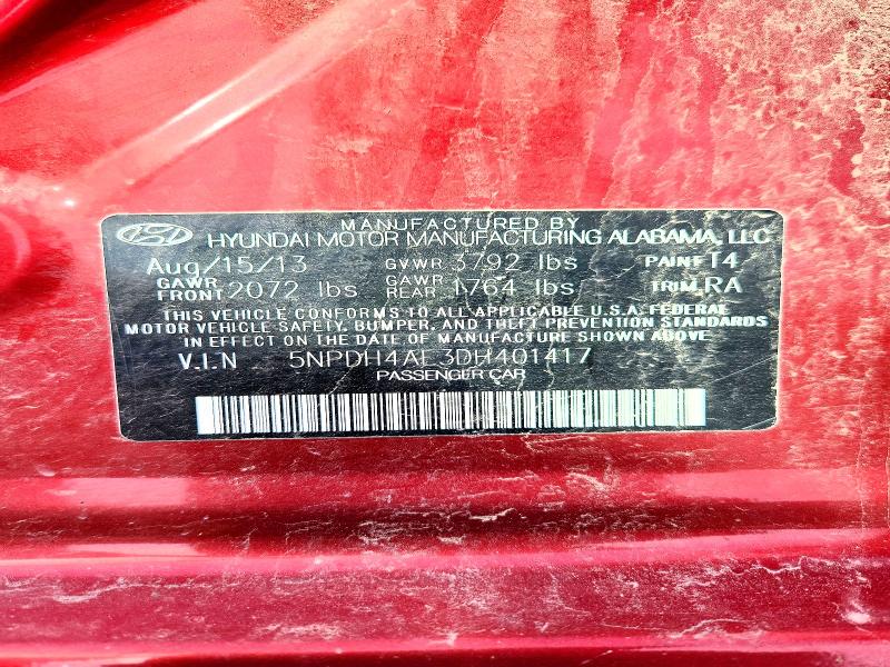 57022326 :رقم المزاد ، 5NPDH4AE3DH401417 vin ، 2013 Hyundai Elantra مزاد بيع
