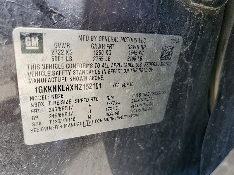 Продаж на аукціоні авто 2017 Gmc Acadia, vin: 1GKKNKLAXHZ152101, номер лоту: 57509996