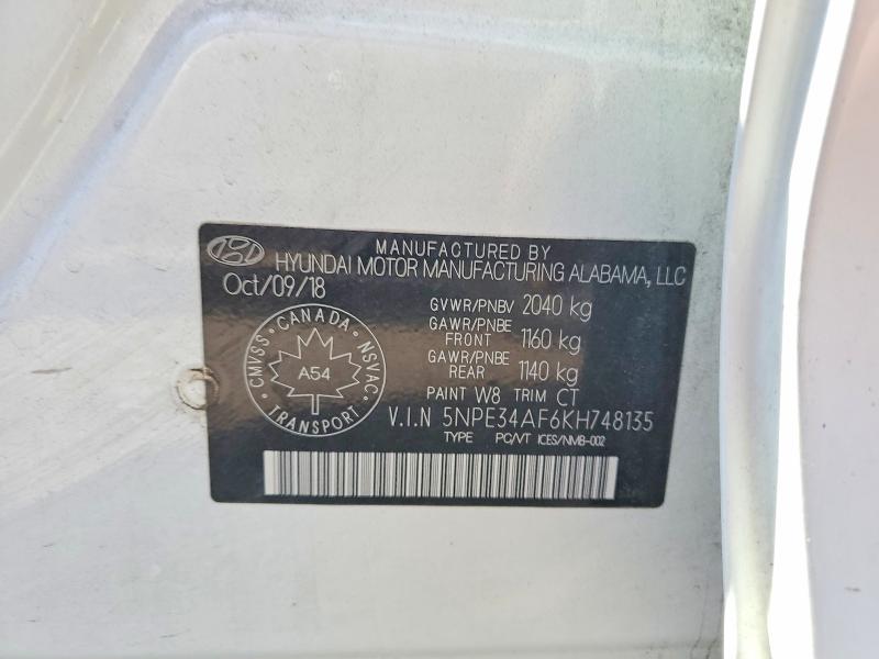 Aukcja sprzedaży 2019 Hyundai Sonata, vin: 5NPE34AF6KH748135, numer aukcji: 56990966