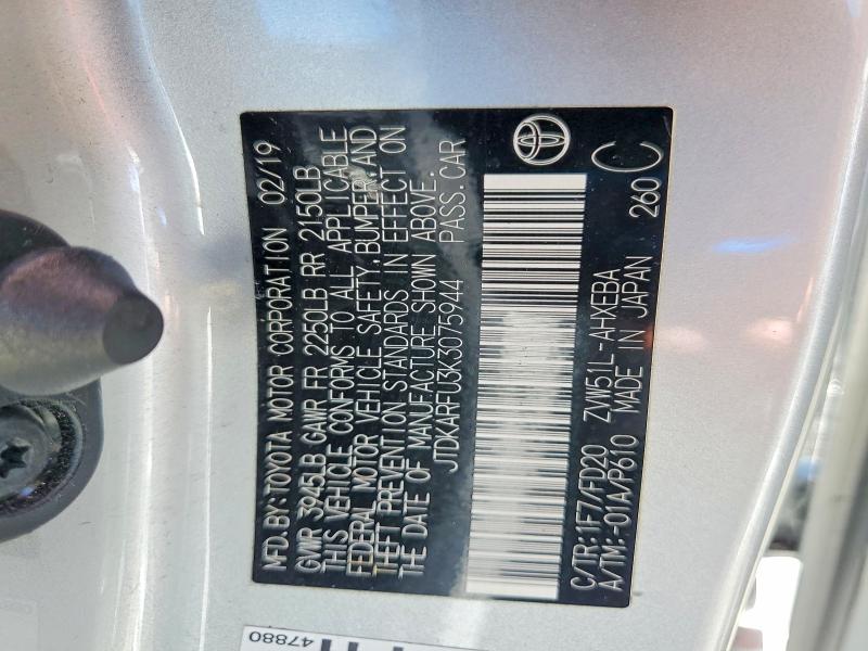 Продажа на аукционе авто 2019 Toyota Prius, vin: JTDKARFU3K3075944, номер лота: 58529656