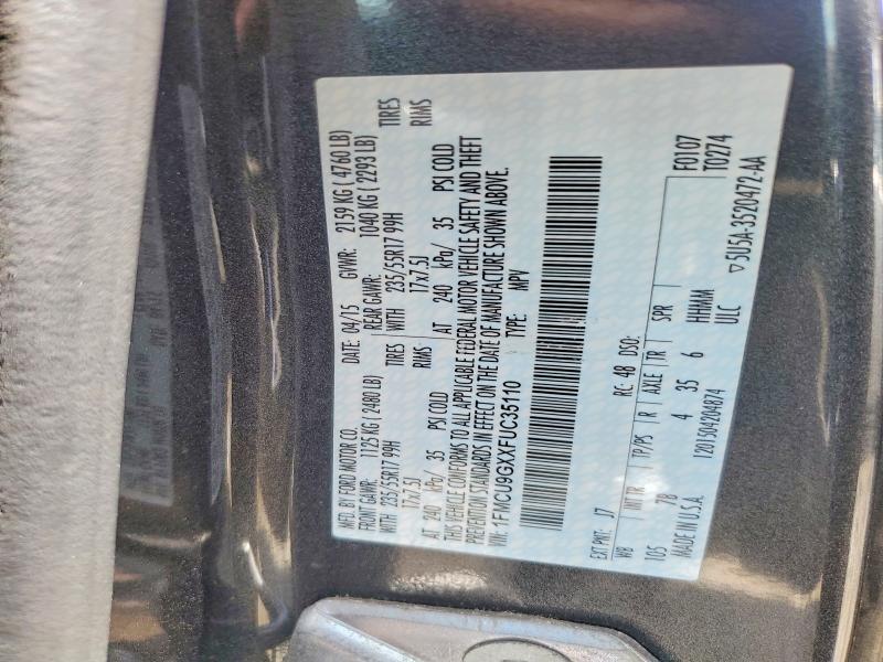 Продажа на аукционе авто 2015 Ford Escape, vin: 1FMCU9GXXFUC35110, номер лота: 58263316