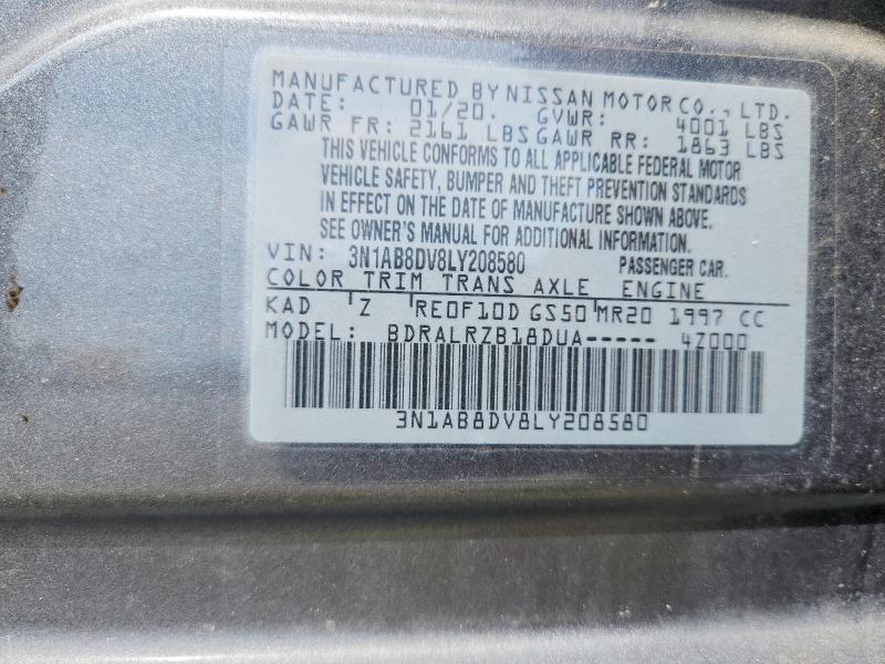 Продаж на аукціоні авто 2020 Nissan Sentra, vin: 3N1AB8DV8LY208580, номер лоту: 58731106