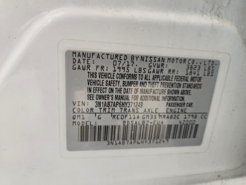 Продажа на аукционе авто 2017 Nissan Sentra, vin: 3N1AB7AP6HY371249, номер лота: 57715646