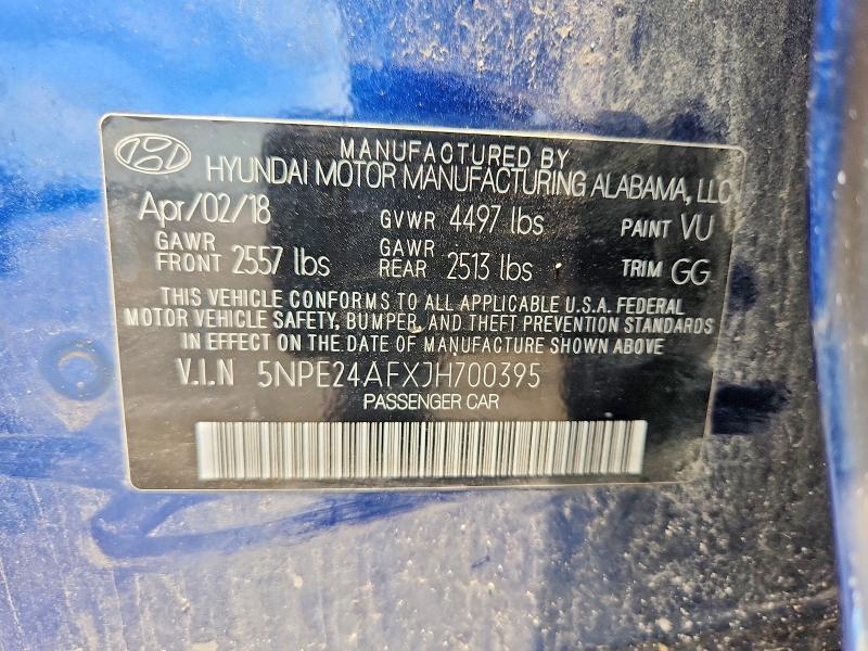 Aukcja sprzedaży 2018 Hyundai Sonata, vin: 5NPE24AFXJH700395, numer aukcji: 59156336