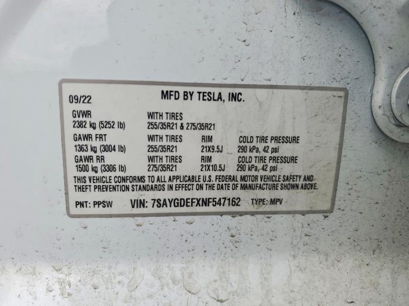 Продаж на аукціоні авто 2022 Tesla Model Y, vin: 7SAYGDEFXNF547162, номер лоту: 58361216