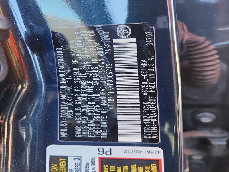 Auction sale of the 2015 Toyota Camry, vin: 4T1BF1FKXFU005242, lot number: 57942506