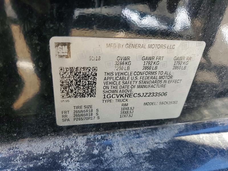 2018 Chevrolet Silverado მანქანა იყიდება აუქციონზე, vin: 1GCVKREC5JZ233506, აუქციონის ნომერი: 56159096
