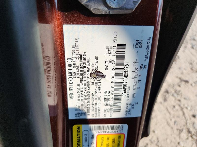 Продажа на аукционе авто 2016 Ford Fusion, vin: 3FA6P0T95GR293751, номер лота: 73341745