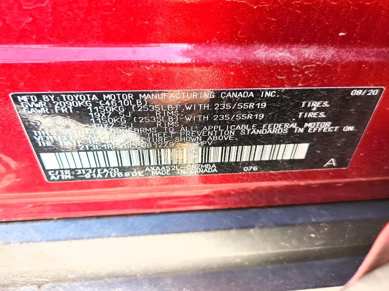Продажа на аукционе авто 2020 Toyota Rav4, vin: 2T3C1RFV6LC081279, номер лота: 58906496