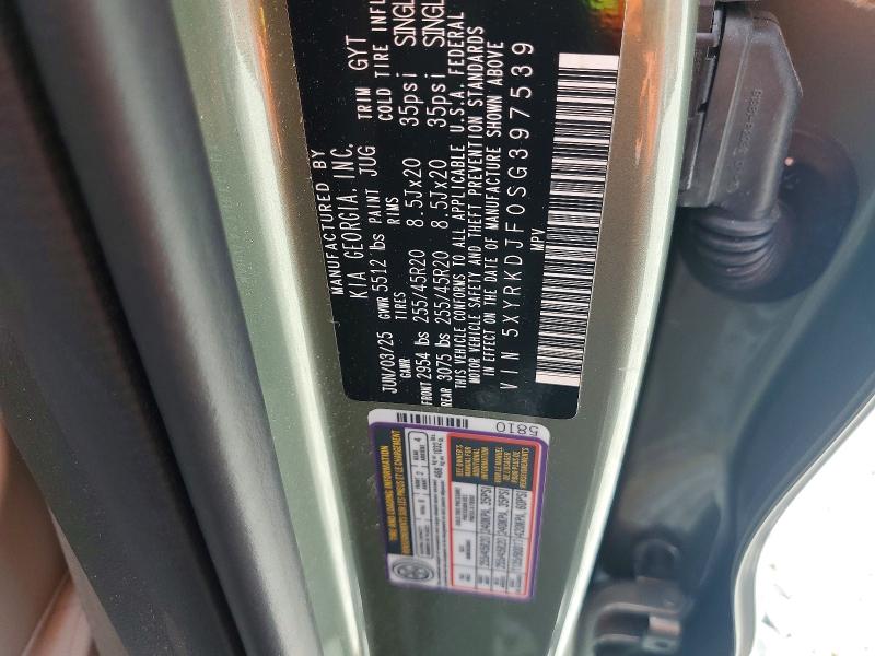 56109276 :رقم المزاد ، 5XYRKDJF0SG397539 vin ، 2025 Kia Sorento مزاد بيع