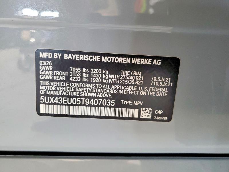 Продажа на аукционе авто 2026 Bmw X5, vin: 5UX43EU05T9407035, номер лота: 58084036