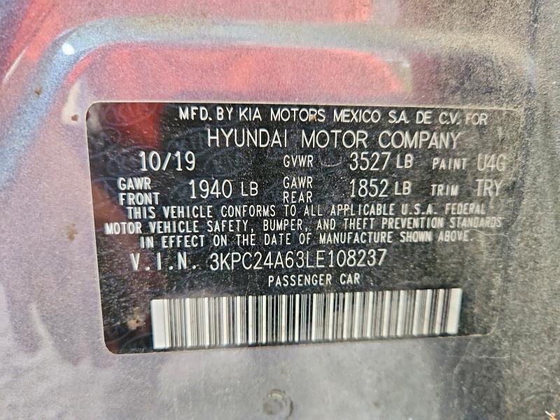Продаж на аукціоні авто 2020 Hyundai Accent, vin: 3KPC24A63LE108237, номер лоту: 58108396