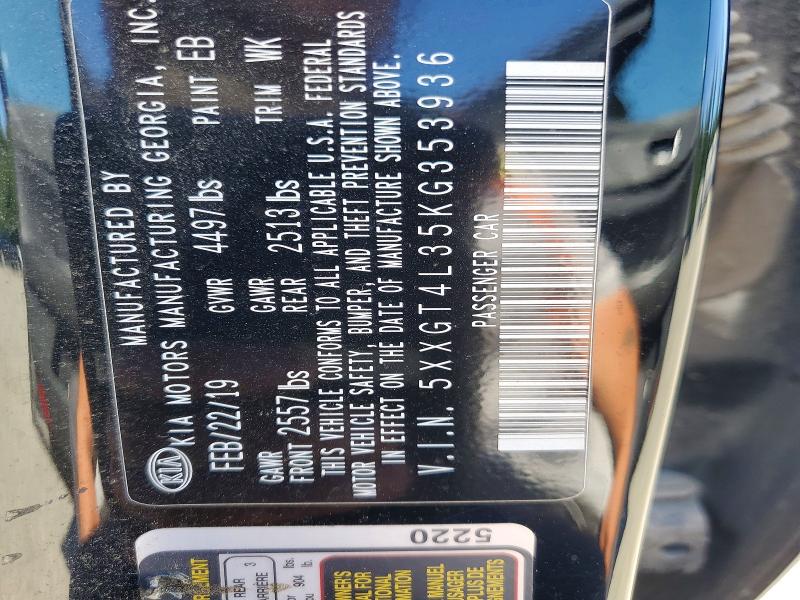 2019 Kia Optima მანქანა იყიდება აუქციონზე, vin: 5XXGT4L35KG353936, აუქციონის ნომერი: 56463866