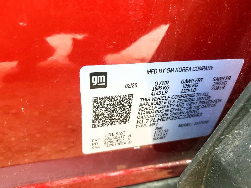 2025 Chevrolet Trax მანქანა იყიდება აუქციონზე, vin: KL77LHEP3SC230043, აუქციონის ნომერი: 56470926