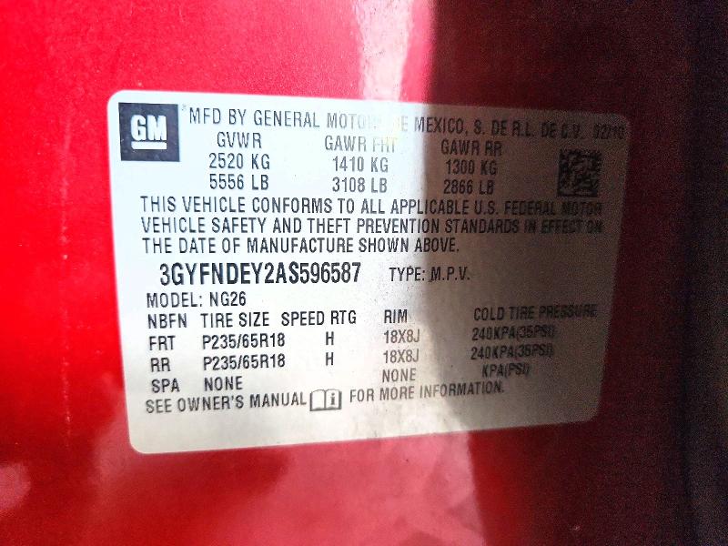 Aukcja sprzedaży 2010 Cadillac Srx, vin: 3GYFNDEY2AS596587, numer aukcji: 56250066