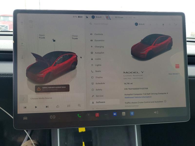 Aukcja sprzedaży 2026 Tesla Model Y, vin: 7SAYGDEE8TF431706, numer aukcji: 58957026