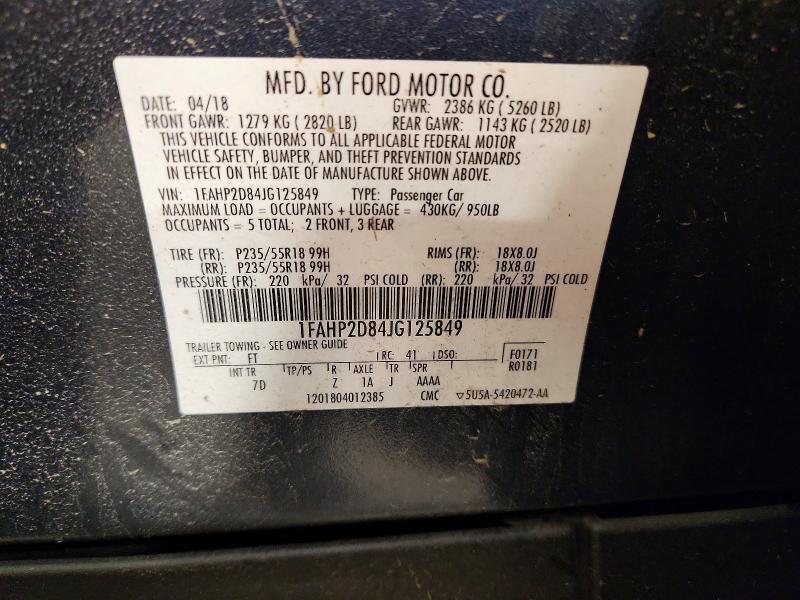 Aukcja sprzedaży 2018 Ford Taurus, vin: 1FAHP2D84JG125849, numer aukcji: 57003776