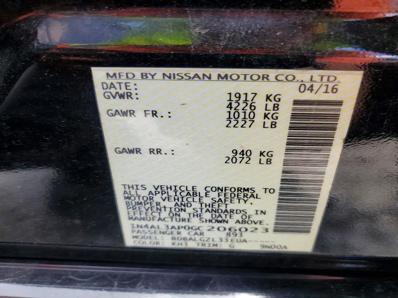 Aukcja sprzedaży 2016 Nissan Altima, vin: 1N4AL3AP0GC206023, numer aukcji: 56425716