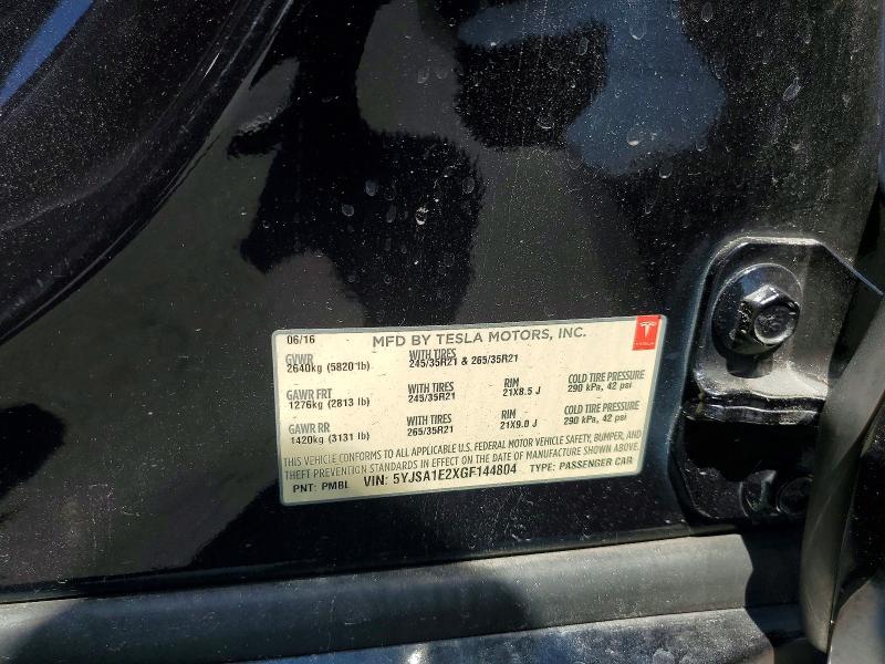 Продаж на аукціоні авто 2016 Tesla Model S, vin: 5YJSA1E2XGF144804, номер лоту: 56422106