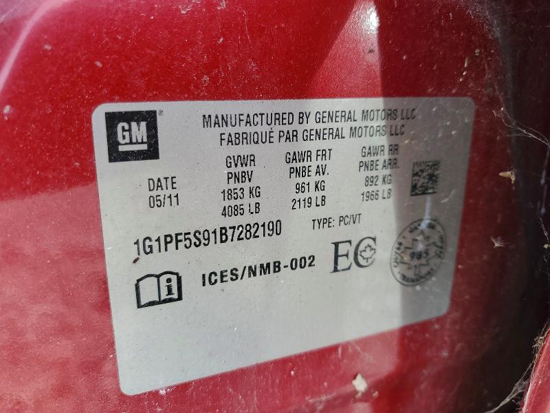 2011 Chevrolet Cruze მანქანა იყიდება აუქციონზე, vin: 1G1PF5S91B7282190, აუქციონის ნომერი: 56464386