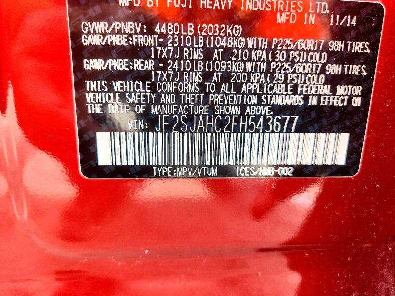 Продажа на аукционе авто 2015 Subaru Forester, vin: JF2SJAHC2FH543677, номер лота: 56513226