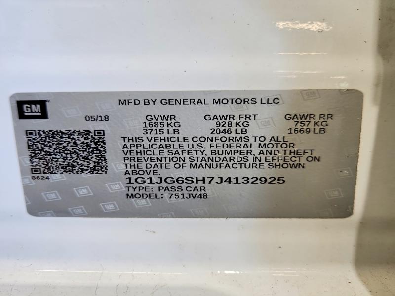 56901126 :رقم المزاد ، 1G1JG6SH7J4132925 vin ، 2018 Chevrolet Sonic مزاد بيع